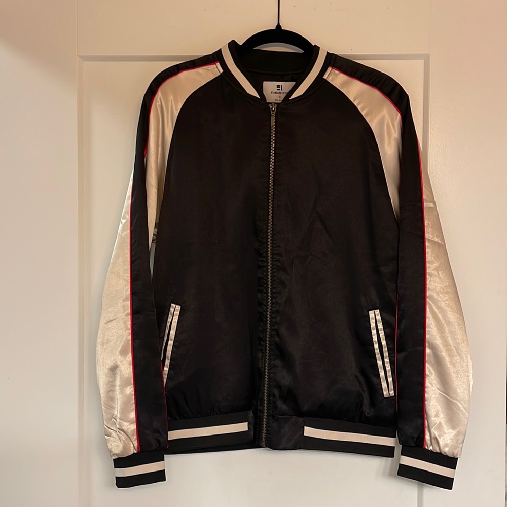 Standard Issue Satin Zip Up Bomber Jacket Size Small.